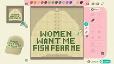 a screen shot of the game women want me fishfarine, which features an image of a woman's hat and other items