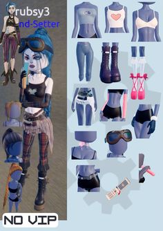 an image of some clothes and accessories for the game robsy3 3d figure set