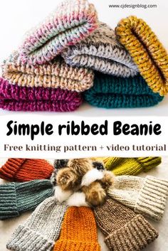 the simple ribbed beanie knitting pattern is easy to knit