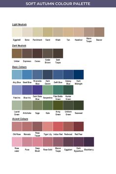 the color chart for soft autumn colours