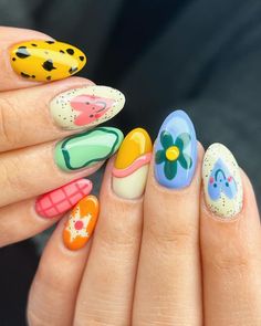 Mismatch Nail Designs, Mismatch Nails, Mismatched Nail Art, Ugly Nails, Creative Nail Art, Ugly Duckling