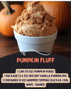 pumpkin fluff ice cream in a white bowl