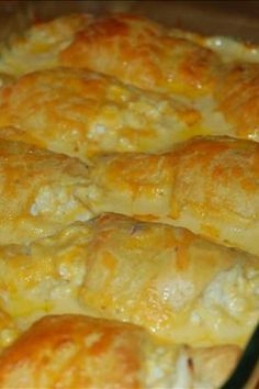 cheesy bread rolls in a casserole dish