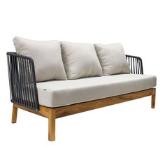 SOFÁ NOGAL BEAT OAXACA SOFÁ | Sofá Ocasional para Terraza | Estructura de Madera | Respaldo Metálico con Cuerda Tubular | Exterior Techado - Oaxaca Sofá - IDELIKA - NOGAL BEAT - Sofa