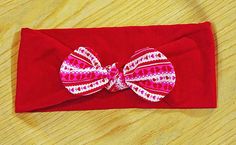 Valentine's Red Hot Pink Hearts Top Knot Tie by RockABowDesigns Red Hot