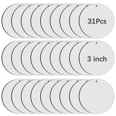 a set of eight circles with the measurements for each circle in different sizes and widths