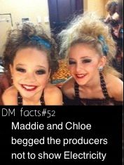 two women are smiling and posing for the camera with words above them that read, dmfacts 522 maddie and choice begged the products not to show electricity