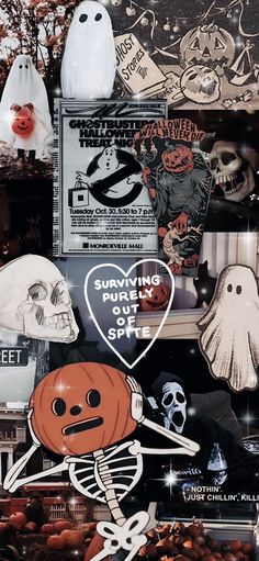 various halloween stickers and decorations on display