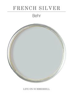 the classic silver paint from behr is shown on a white background with text that reads life on summerhill