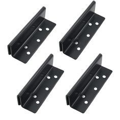 four black metal brackets on white background