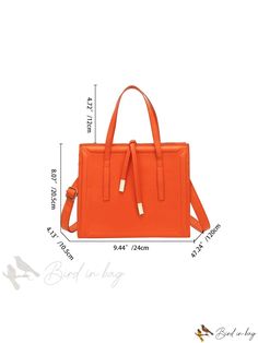 Bird in Bag - Neon Orange Double Handle Square Bag Neon Bag, Bird In Bag, Bag Bag, Neon Orange, Square Bag, Color Orange, Orange Color, Pu Leather, Neon