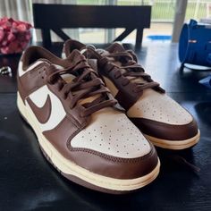 Nike Dunks New Never Been Worn In Box/ Packaging. Brown And Cream/Off White Unique Color. Can Not Purchase In Many Locations Size 10 Men’s 11.5 Women’s. Shoes Nike Dunks, Linen Pants Style, Nike Air Monarch Iv, Nike Stefan Janoski, Nike Air Monarch, Nike Air Max Mens, Cream Outfits, Black Basketball Shoes, Navy Sneakers