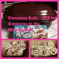 cinnamon rolls in the microwave with instructions to make them look like they are ready for baking