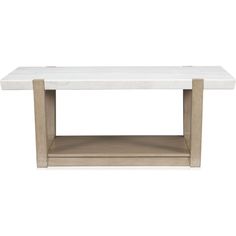 a white marble coffee table with two shelves