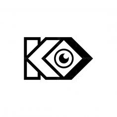 the letter k is made up of an eye and has a black outline on it