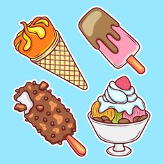 an image of ice cream and dessert stickers