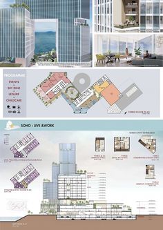 an architectural diagram shows the various sections of a building with different levels and heightss