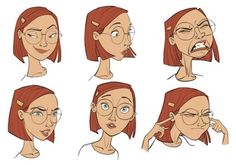 a woman's face with various facial expressions