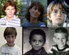 four different pictures of young boys with names on them, including louis, malcolm, frances, and reese