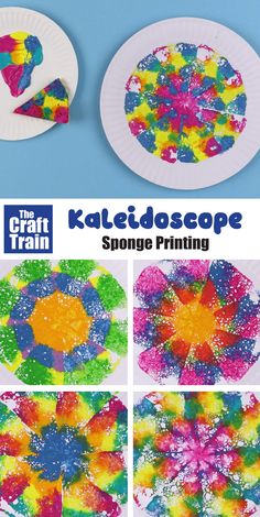 the craft train kaleidoscope sponge painting is an easy art project for kids