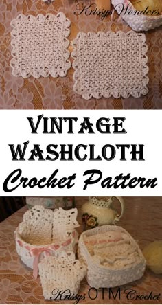 vintage washcloth crochet pattern for baskets