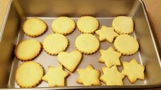 some cookies that are in a pan on a table