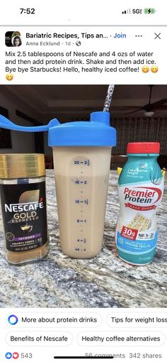 Fairlife Protein Iced Coffee, Premier Protein Iced Coffee Recipes, Premier Protein Diet, Full Liquid Diet Bariatric, Liquid Diet Bariatric, Premier Protein Drinks, Bariatric Post Op, Low Calorie Coffee, Easy Coffee Drinks Recipes