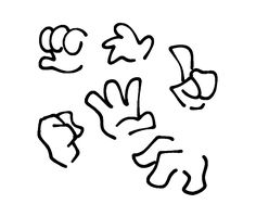 a black and white drawing of five hands