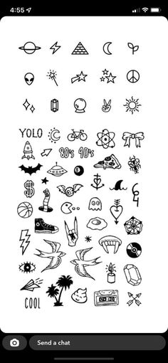 an iphone screen with various symbols on it