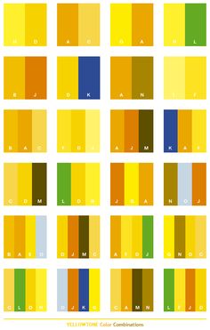 the color scheme for yellow and green is shown in this image, with different shades