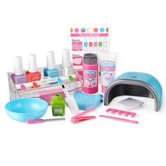 an assortment of manicures and nail care products