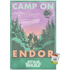 a poster with the words camp on and an image of a bear in the woods