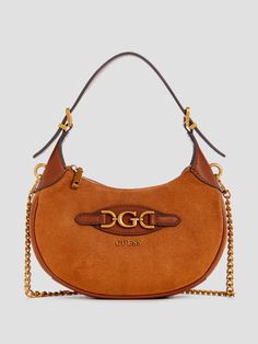 Faux-leather mini hobo bag Pebble texture construction Antique bronze-tone hardware G logo and lettering details Multiple interior pockets Top-zip closure Shoulder strap with 11.25" drop 11.5"W x 7.75"H x 2.75"D Brown Shoulder Bag With Logo Hardware And Double Handle, Brown Double Handle Shoulder Bag With Logo Hardware, Brown Bags With Logo Hardware For Everyday Use, Everyday Brown Bags With Logo Hardware, Brown Everyday Bags With Logo Hardware, Brown Shoulder Bag With Metal Logo For Everyday, Chic Brown Bag With Logo Hardware, Chic Brown Bags With Metal Logo, Small Girlfriend