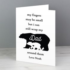 a father's day card with an image of a bear and his baby