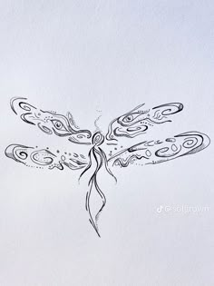 a black and white drawing of a dragonfly