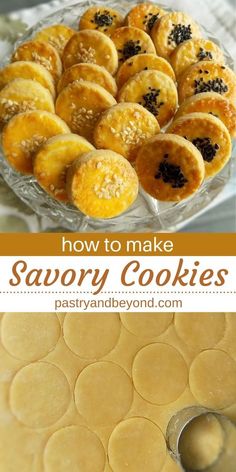 the recipe for cranberry basic savory cookies is shown in two pictures