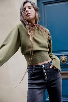 BASIC KNIT WIDE SLEEVE SWEATER - Green | ZARA United States Zara Knitwear Woman 2020, Zara Ribbed Knit, Martha Heavy Wool Sweater, Pull&bear Sweater, Wide Sleeve Sweater, Waistcoat Dress, Cropped Knit Sweater, Cardigan Sweater Dress, Zara Sweater