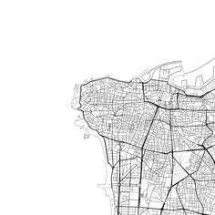 a black and white map of the city of sydney, australia with lines on it