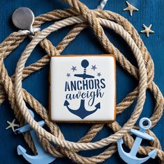 Anchors Aweigh Cookie for US Navy Us Navy Party, Stencil Cookies, Appreciation Cookies, Cookies Shop, Animal Print Cake, Diy Sprinkles, Navy Party, Music Cookies, Art Deco Cake