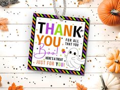 a halloween gift tag with the words thank you for all that you do