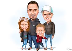 an image of a family caricature