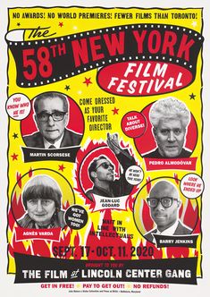 the poster for the 50th new york film festival, featuring actors from left to right