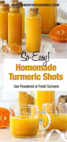 turmeric shots in vials and glasses Ginger Shot Recipe, Turmeric Shots, Ginger Shot, Wellness Shots, Fresh Turmeric, Ginger Turmeric