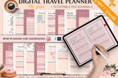 the digital travel planner is open and ready to be used as a printable page