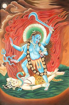 two paintings depicting hindu deities in different stages of creation