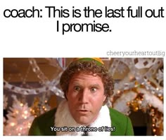 an image of a man that is in front of a christmas tree with the caption coach this is the last full out i prome