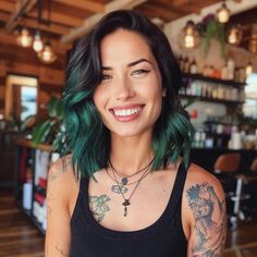 Deep Emerald Green Hair, Brown Teal Hair, Peekaboo Teal Hair, Blue And Green Streaks In Hair, Black Teal Hair, Raven Black Hair Color, Deep Teal Hair, Brown Hair With Teal Underneath, Teal Ends Hair