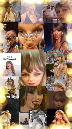 many different pictures of taylor swift and taylor's face with the words taylor swift on them