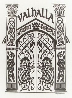 a t - shirt with the word vahla on it and an image of a door