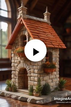 a small house made out of bricks and clay